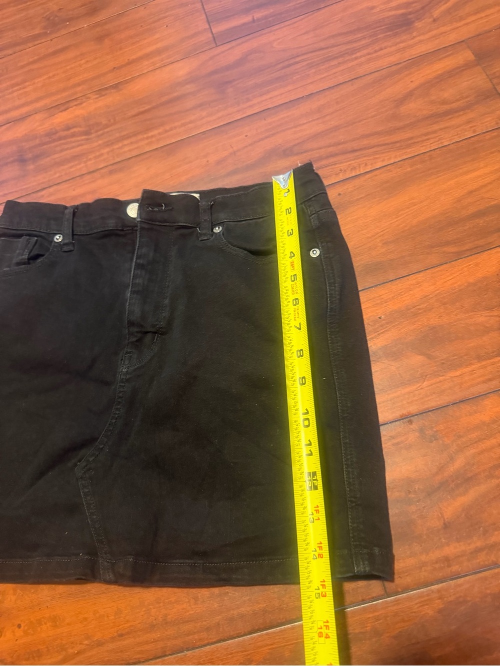 We The Free Black Denim Mini Skirt with Front Zip - Picture 6 of 8